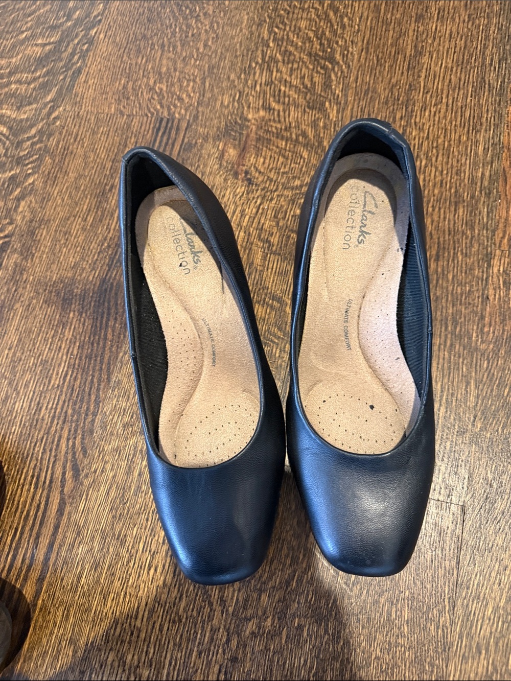 Clarks Black Leather Women's Flats